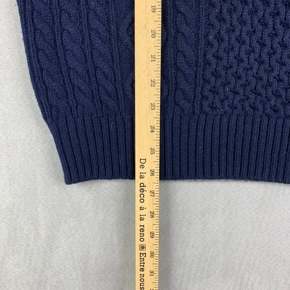 Brooks Brothers Men Sweater XL Blue Fair Isle Crewneck Wool Fisherman Cable Knit - Picture 4 of 6